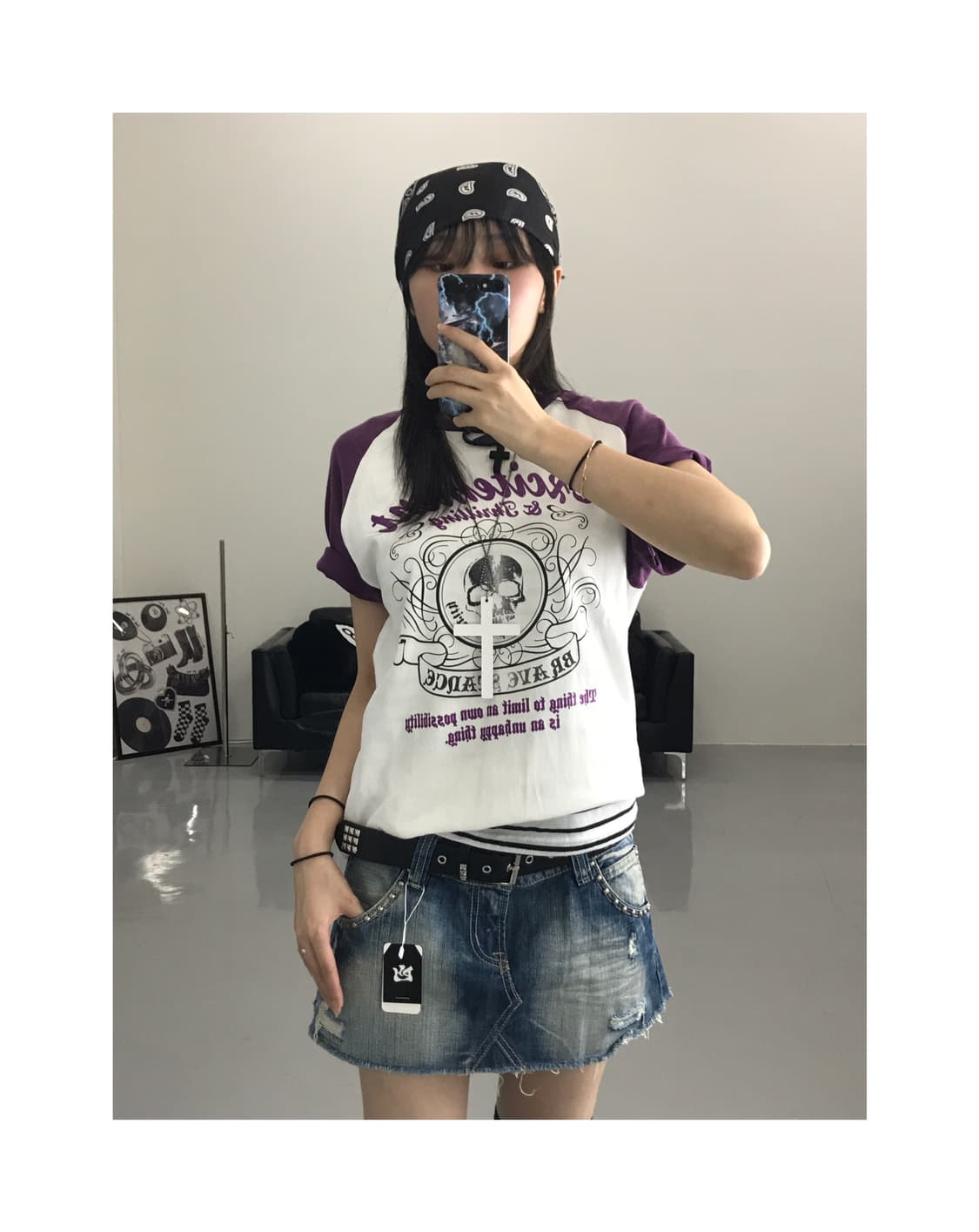 Collins Y2k Skull Graphic T-Shirt 상품이미지1