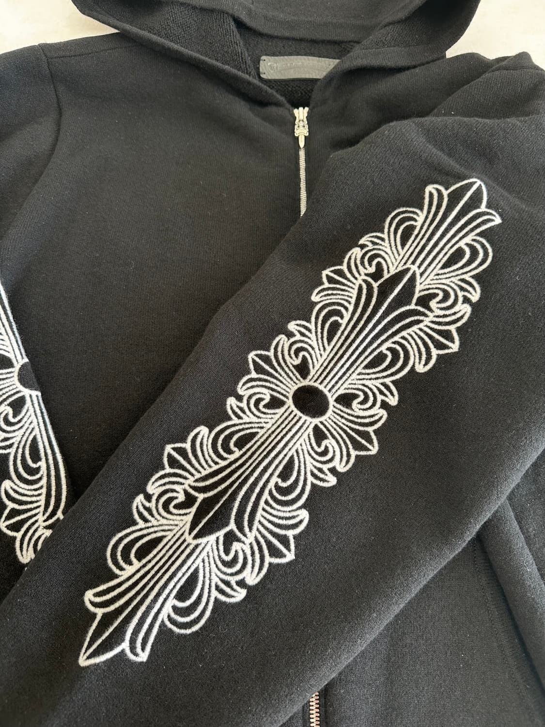 [XL]크롬하츠 캐시미어 플로랄 자수 후드집업 상품이미지4