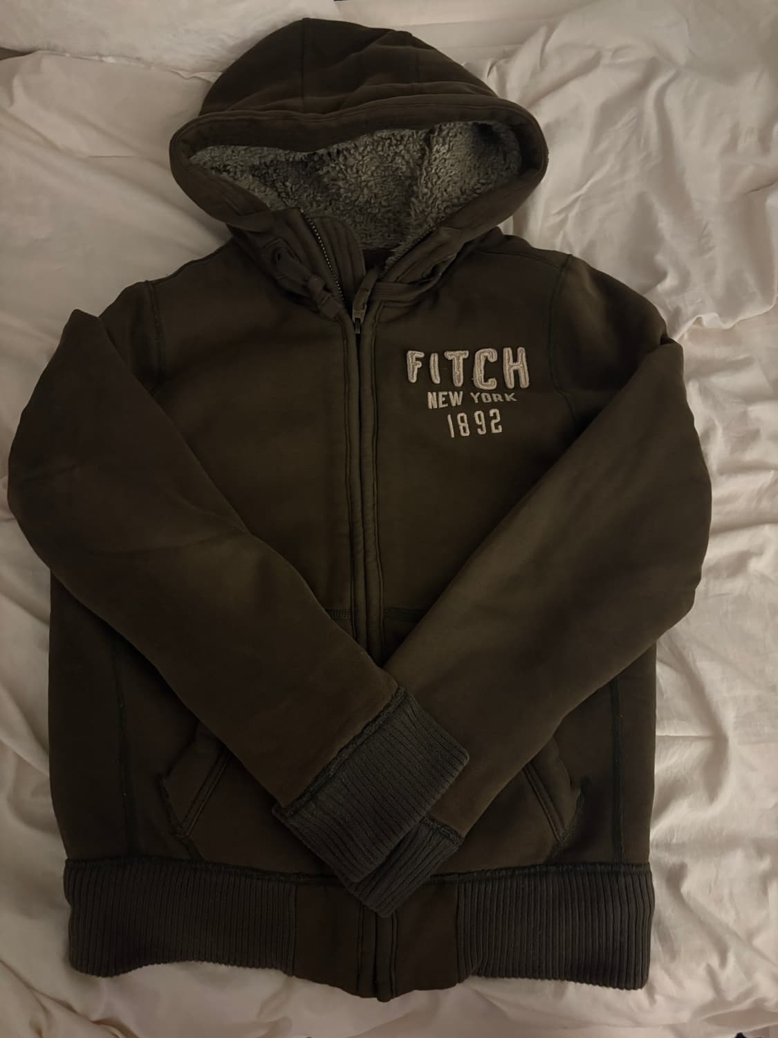 아베크롬비 퍼안감 카키 후드집업 상품이미지1