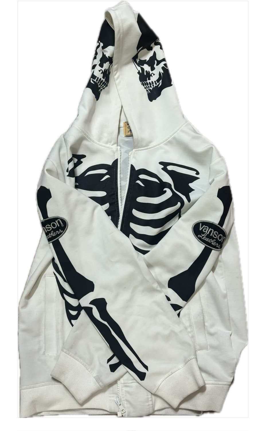 밴슨 레더 롱 스켈레톤 화이트 후드 집업 상품이미지1