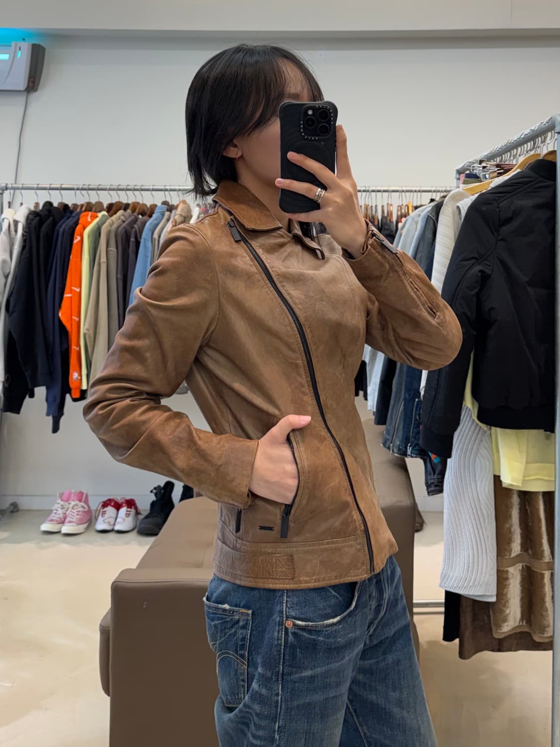 캘빈클라인진스 사선 지퍼 가죽자켓 상품이미지7