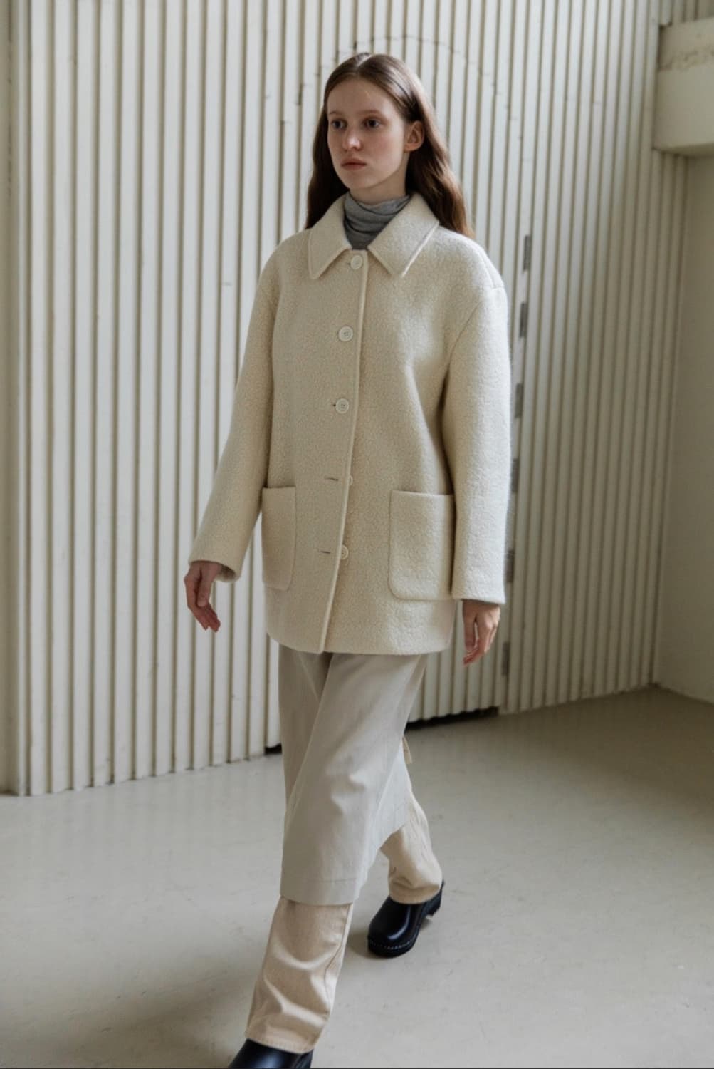 정가30만 YUERE 유에르 울 알파카 하프 코트 하트시그널 박지현 착용 상품이미지7