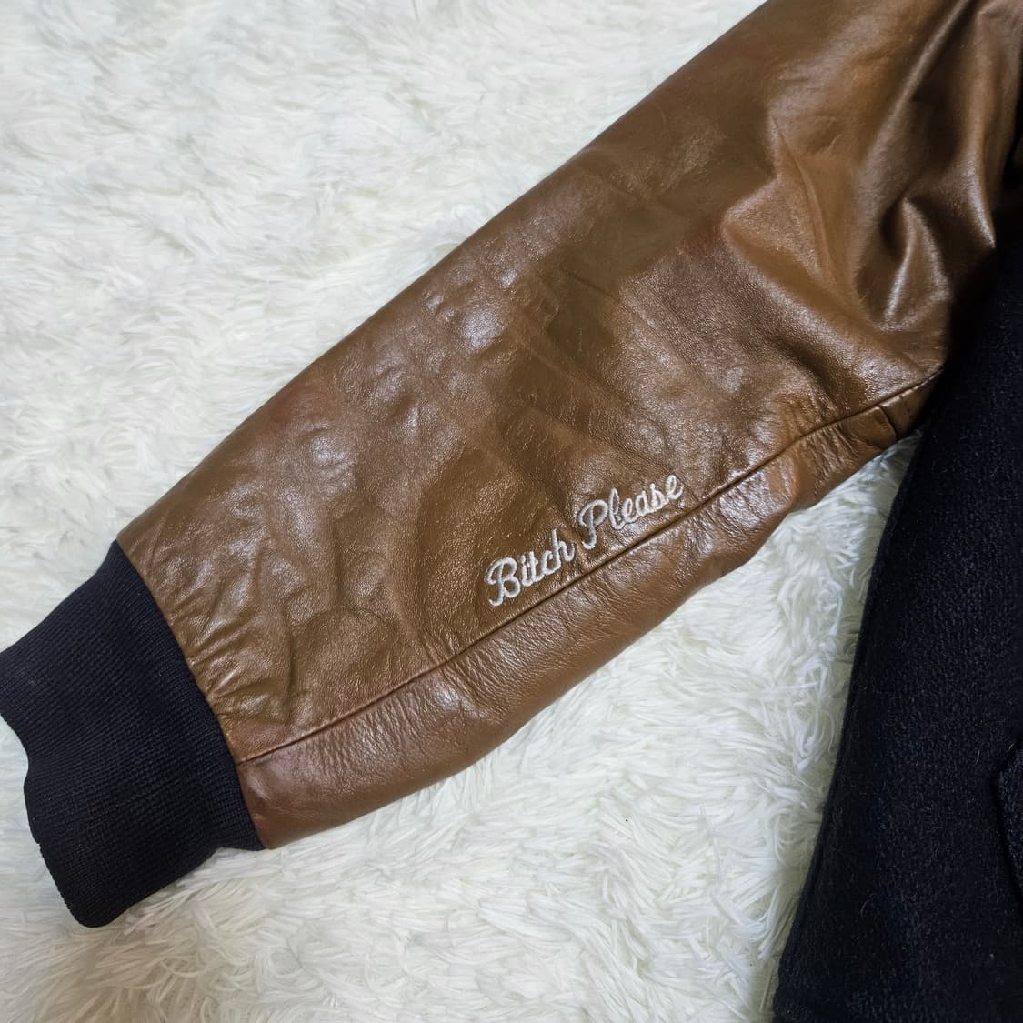 슈프림 07AW 자유의 여신상 가죽 울 블럭 바시티 L size 상품이미지6