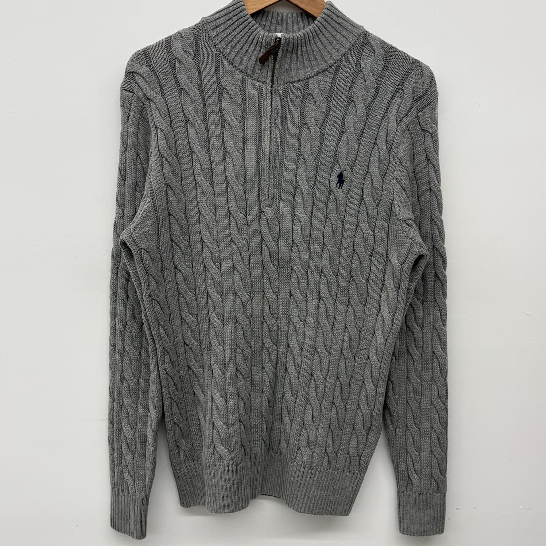 폴로 랄프로렌 케이블 반집업 니트 그레이 남/M 상품이미지2
