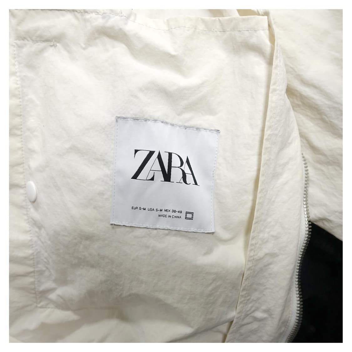 [100, S~M] ZARA 자라 화이트 하드쉘 나일론 바람막이 자켓 상품이미지9