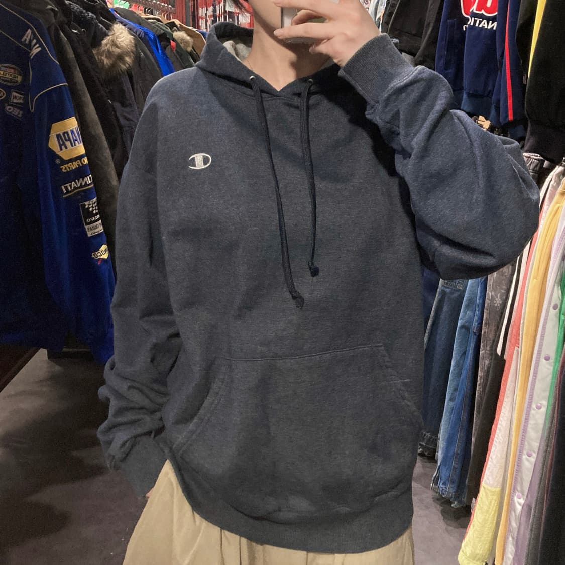 [IM] Champion 챔피온 로고 후드티 네이비 상품이미지1