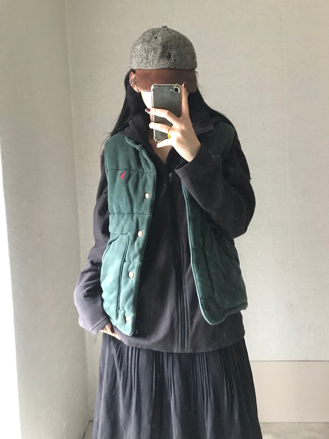 폴로 그린 체크 패딩조끼 상품이미지3