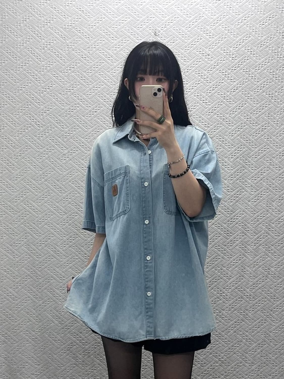스타터 빈티지 캐주얼 레트로 오버핏 연청 데님 셔츠 M C11935 상품이미지2