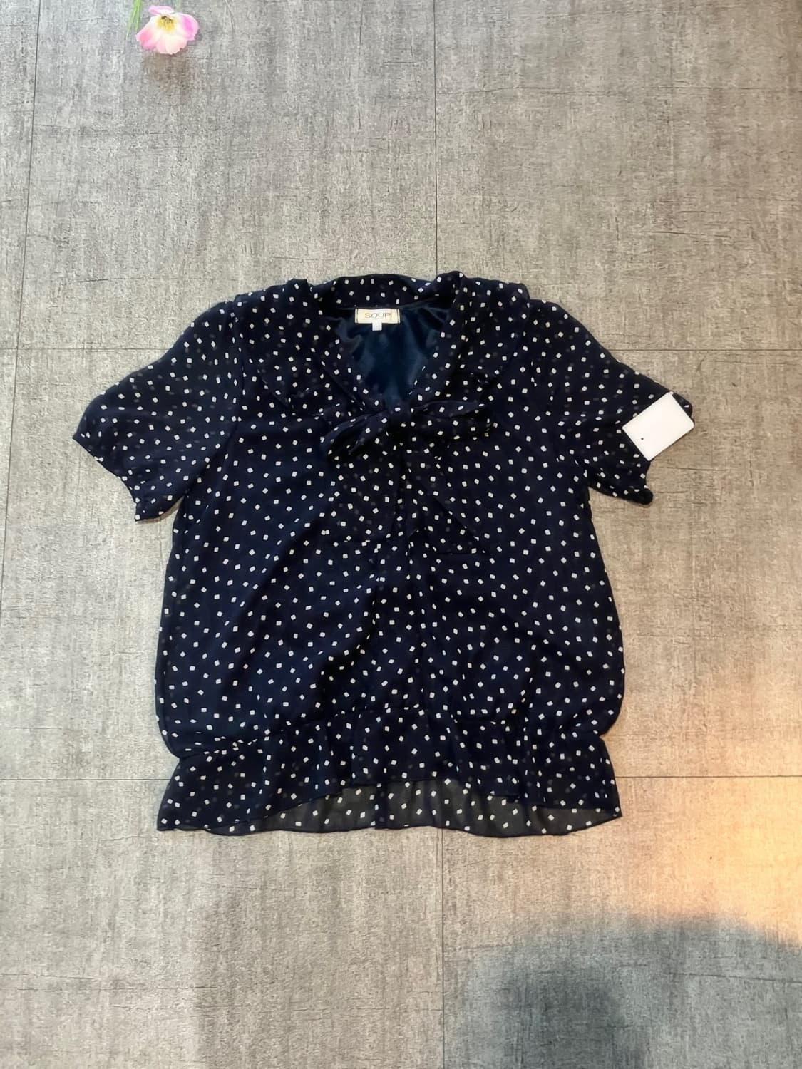 일본빈티지 Soup 핀터깔 달천깔페어리 프린세스 리본도트블라우스 상품이미지1