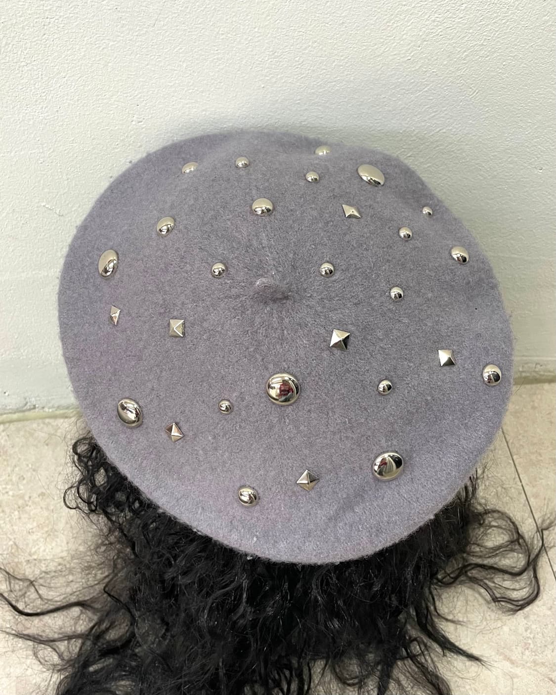 grey wool silver stud beret 상품이미지4