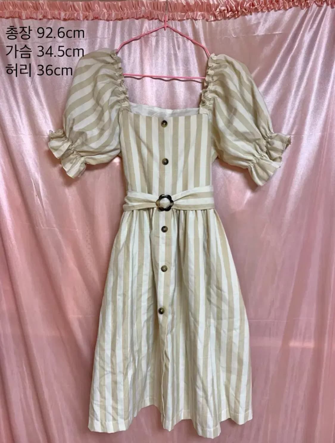 스트라이프 퍼프 반팔 원피스 빈티지 애니여주 상품이미지1
