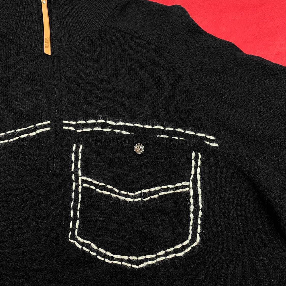 세터 포켓 스티치 하프집업 니트 L 실측 XL  상품이미지4