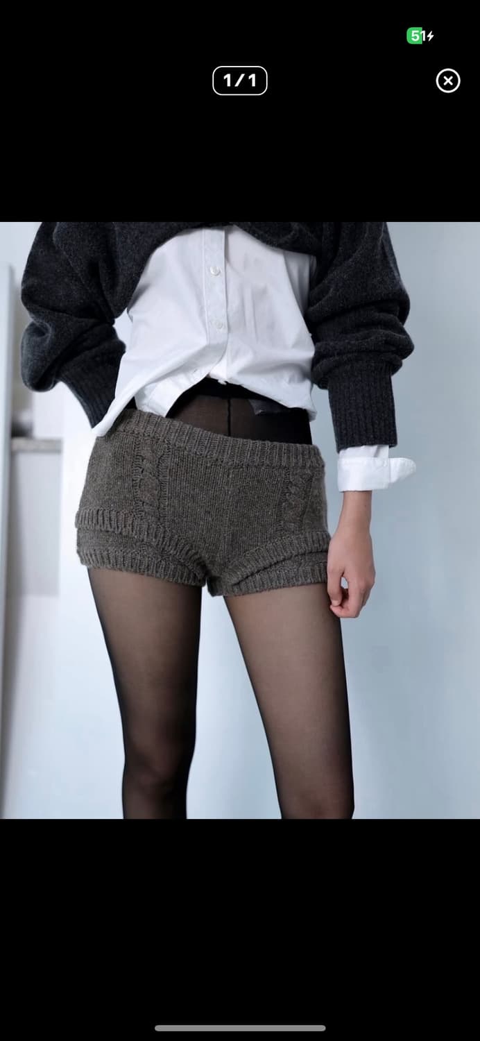 울리카상투스 니트쇼츠 브라운 상품이미지1