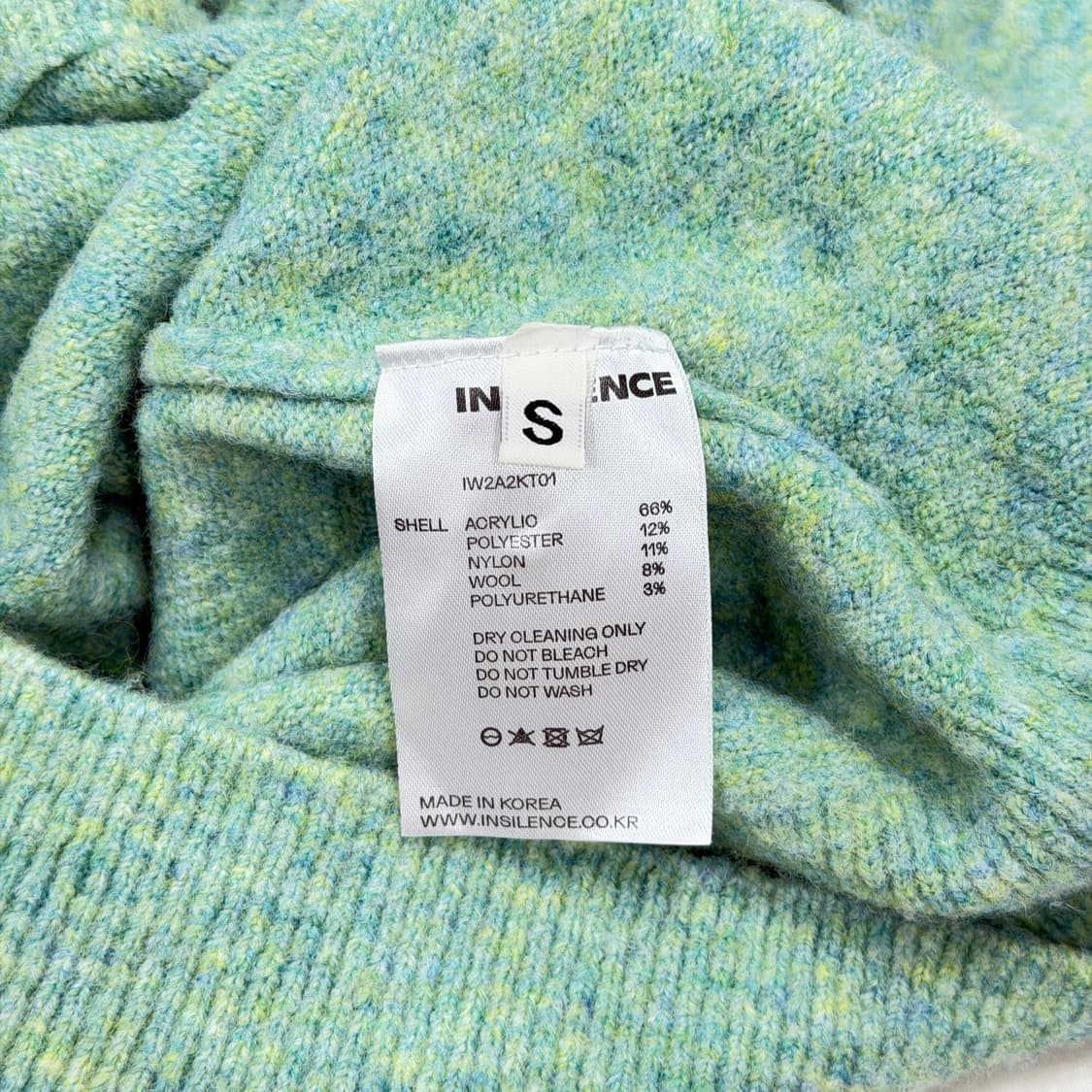 인사일런스 우먼 버튼 울 랩 가디건 피스타치오 멜란지 그린 S 상품이미지5
