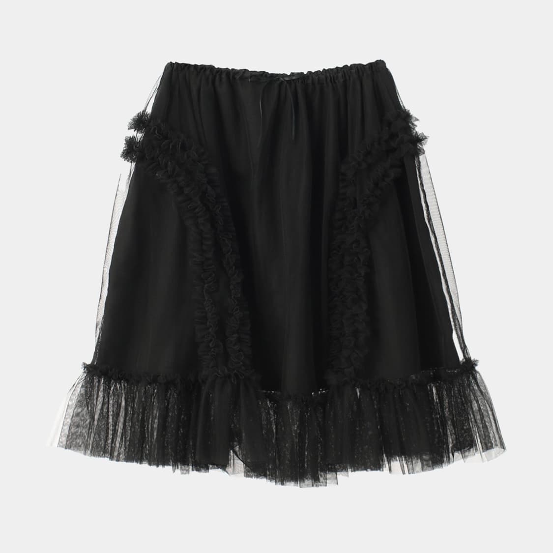 BANDING RUFFLE SHA SKIRT - BLACK 상품이미지1