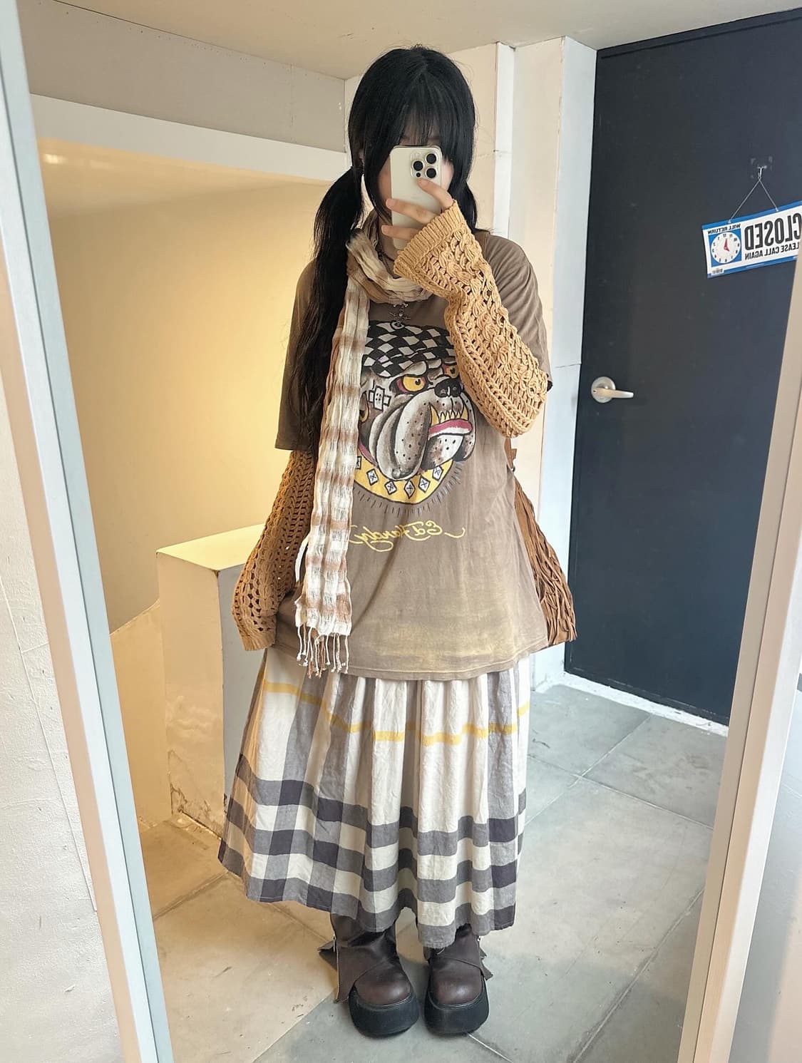 Ed Hardy Print Brown sleeved T-shirt 상품이미지5