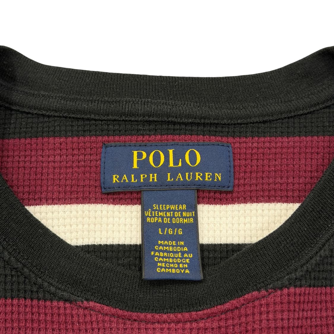 폴로 랄프로렌 와플 스트라이프 긴팔티 버건디 블랙 L 상품이미지2