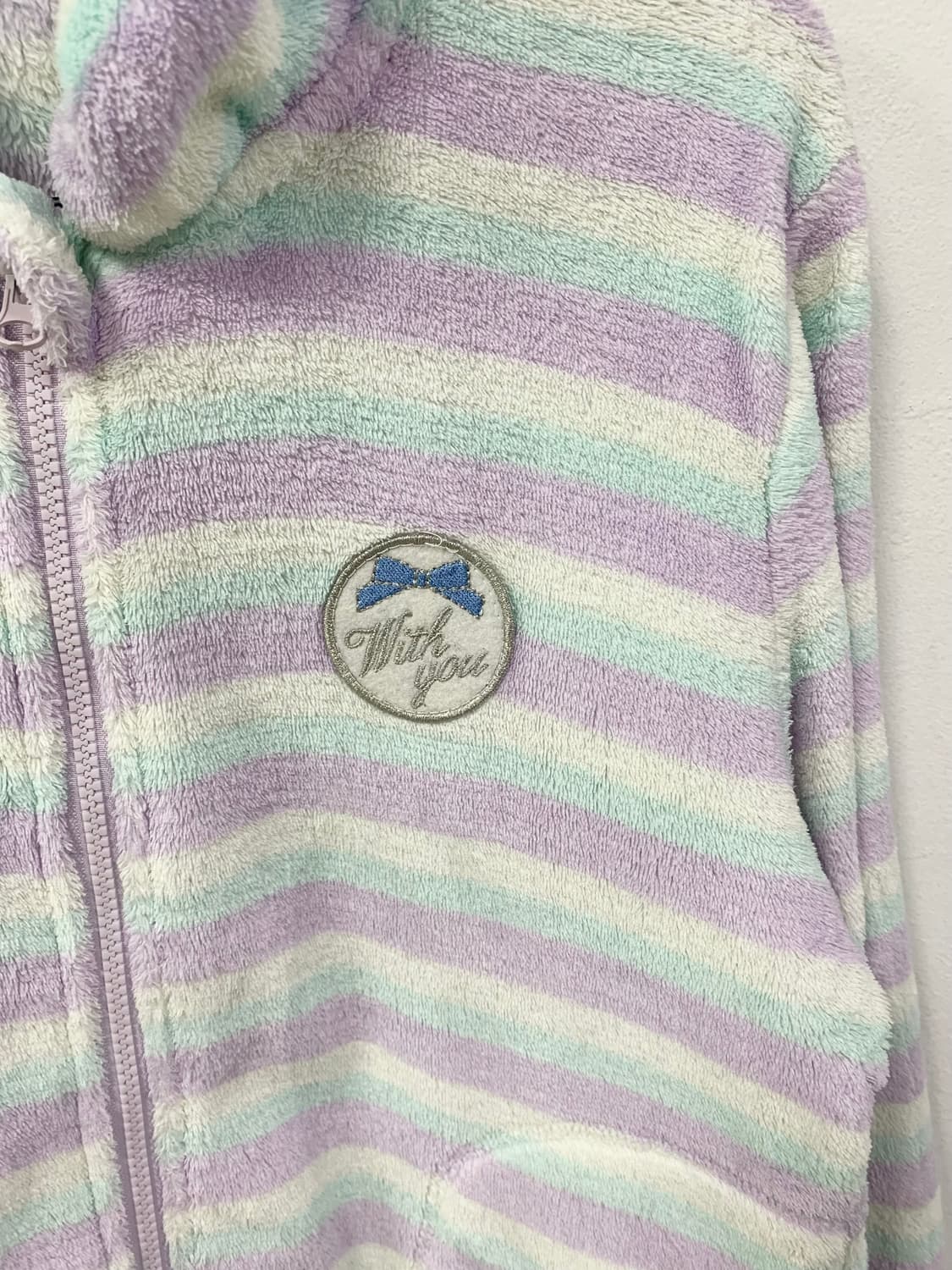 조지후쿠 파스텔 스트라이프 폭닥 후드집업 상품이미지7