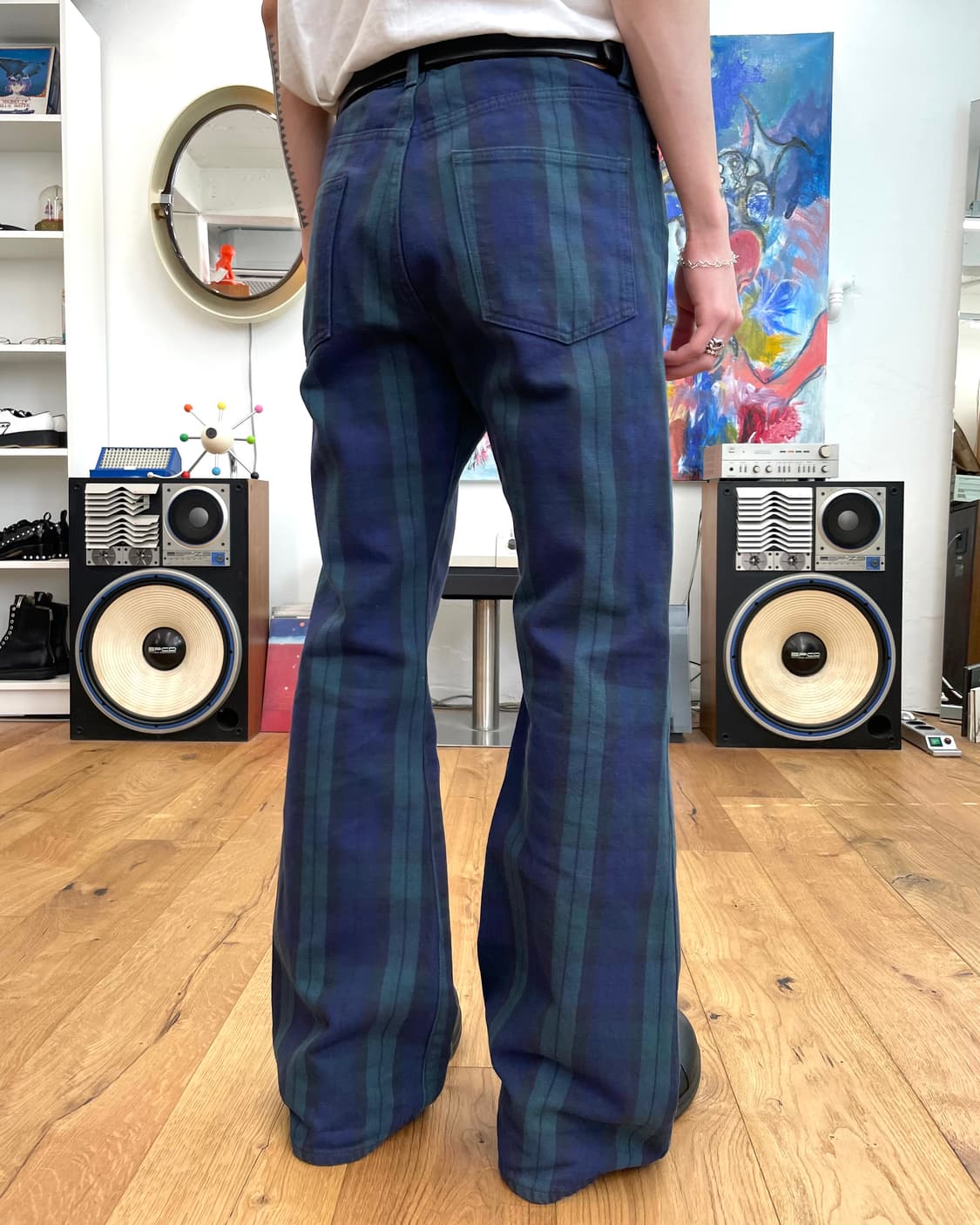 [34] 캐피탈 체크 플레어 데님 팬츠 상품이미지2