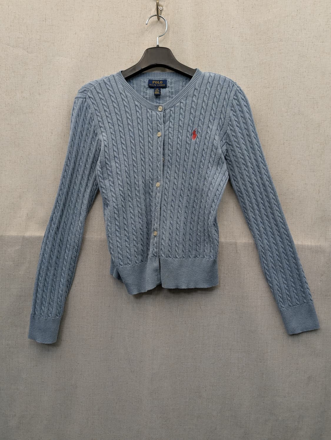 폴로 랄프로렌 케이블 니트 가디건 하늘색 상품이미지1