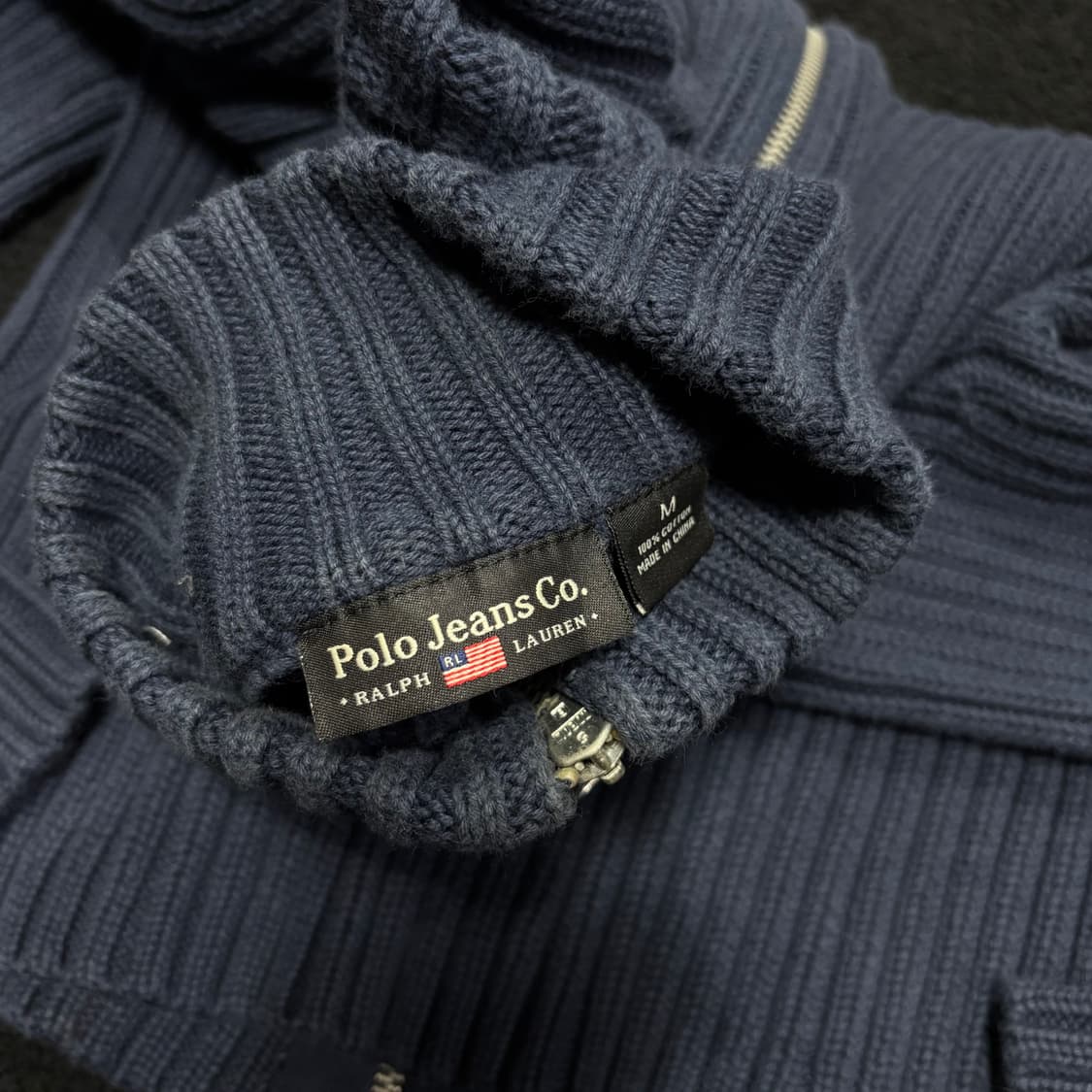 우먼S-M 폴로 랄프로렌 진스 네이비 투웨이 니트집업 상품이미지4