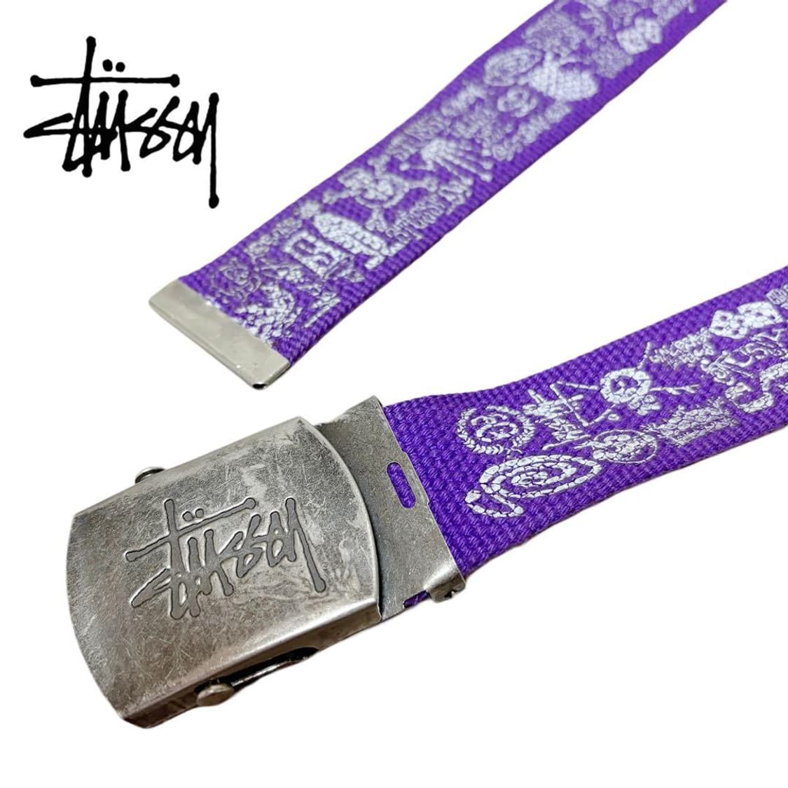 00s 스투시 올오버 로고 웹 벨트 퍼플 상품이미지1