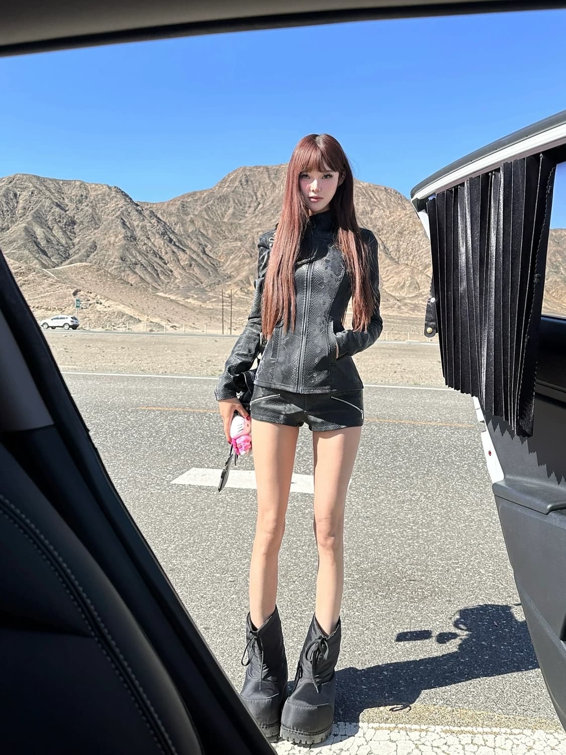 스네이크 패턴 레더 셋업 상품이미지2