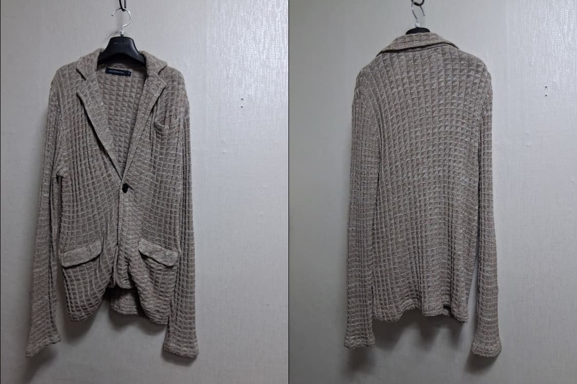 일본빈티지 Acquiesce 내츄럴베이지 면니트 쟈켓형 니트가디건M 상품이미지1