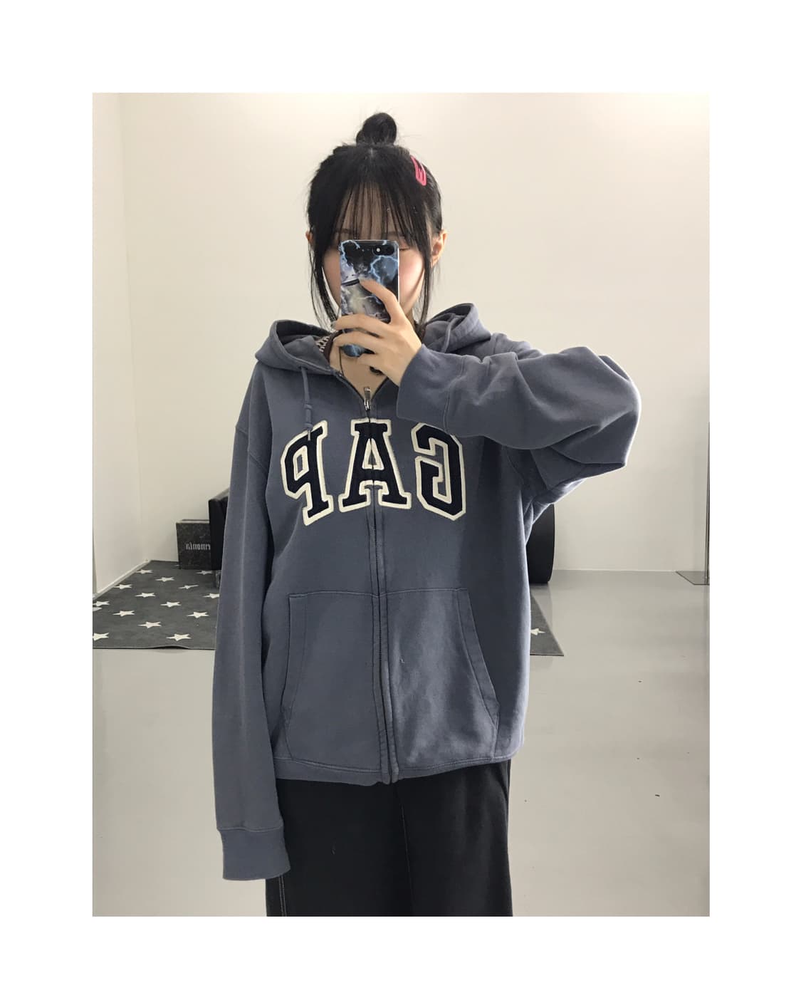 Gap Gray Graphic Zip Up Hoodies 상품이미지1