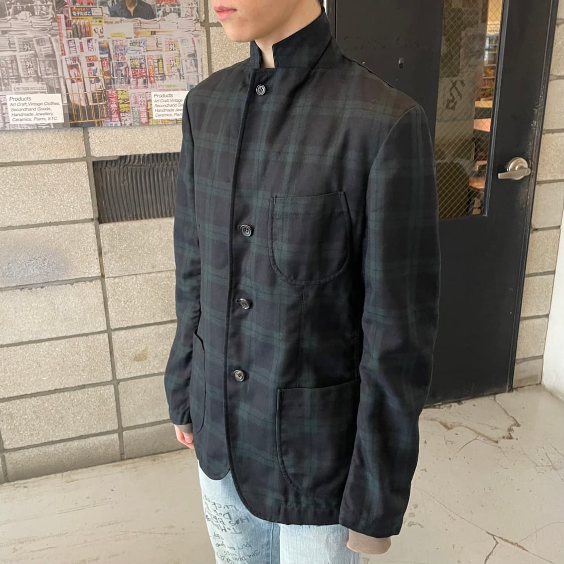 꼼데가르송 옴므 타탄체크 퍼커링 자켓 상품이미지1