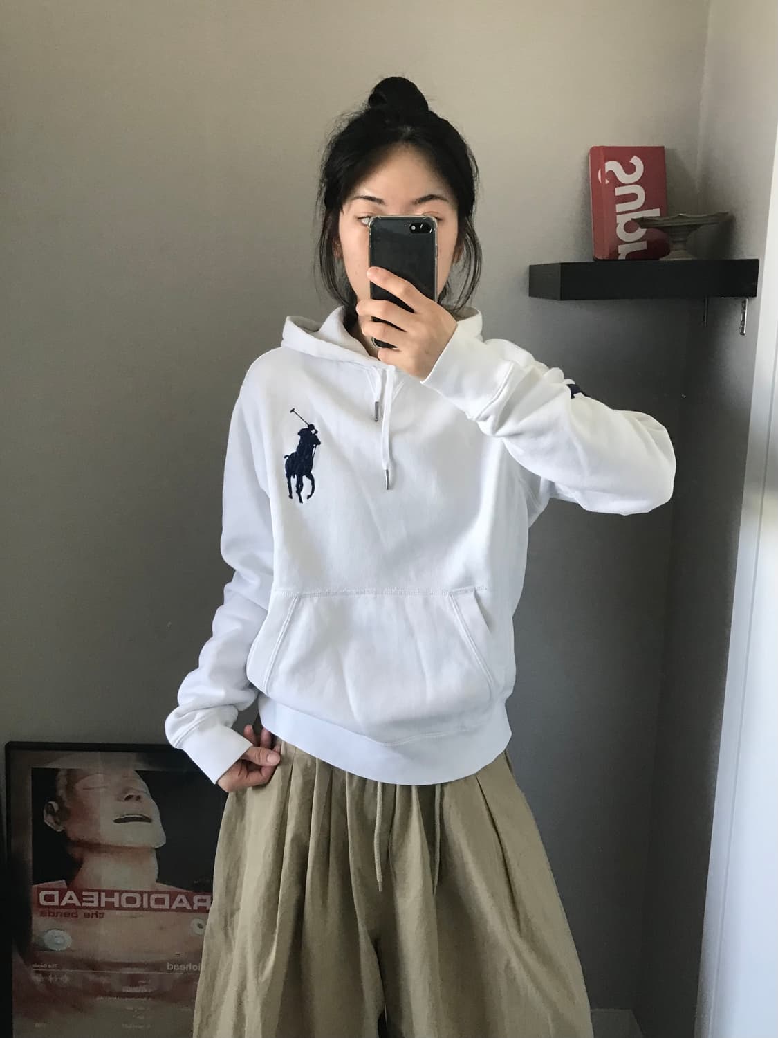 폴로 랄프로렌 빅 포니 로고 화이트 후드티 상품이미지3