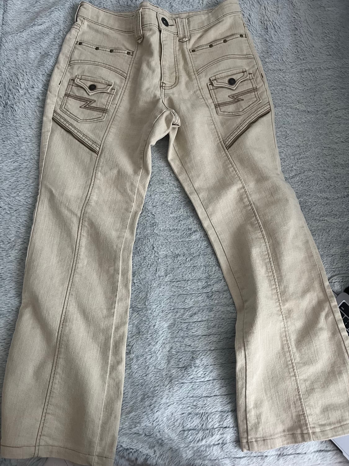 일본 빈티지 아이보리 보헤미안 부츠컷 상품이미지1