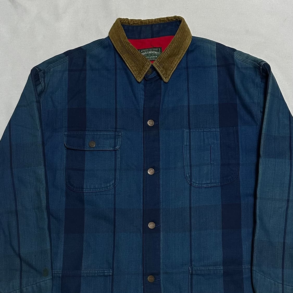XL 폴로 컨트리 랄프로렌 코듀로이 카라 체크 번 코트 상품이미지1