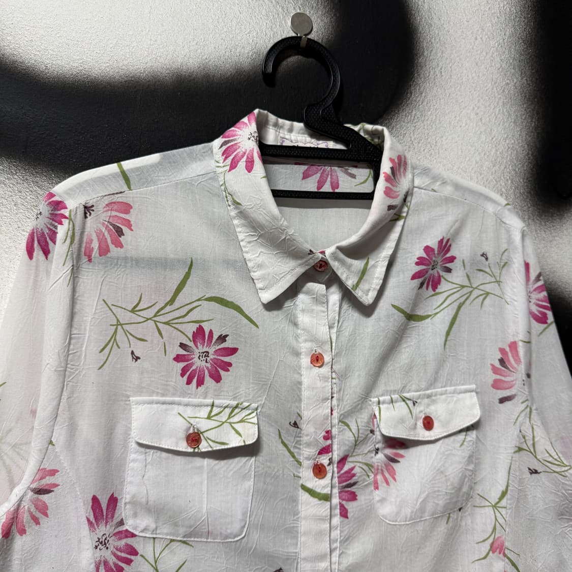 VTG 빈티지 봄 페어리 플라워 패턴 더블 포켓 긴팔 셔츠 상품이미지3