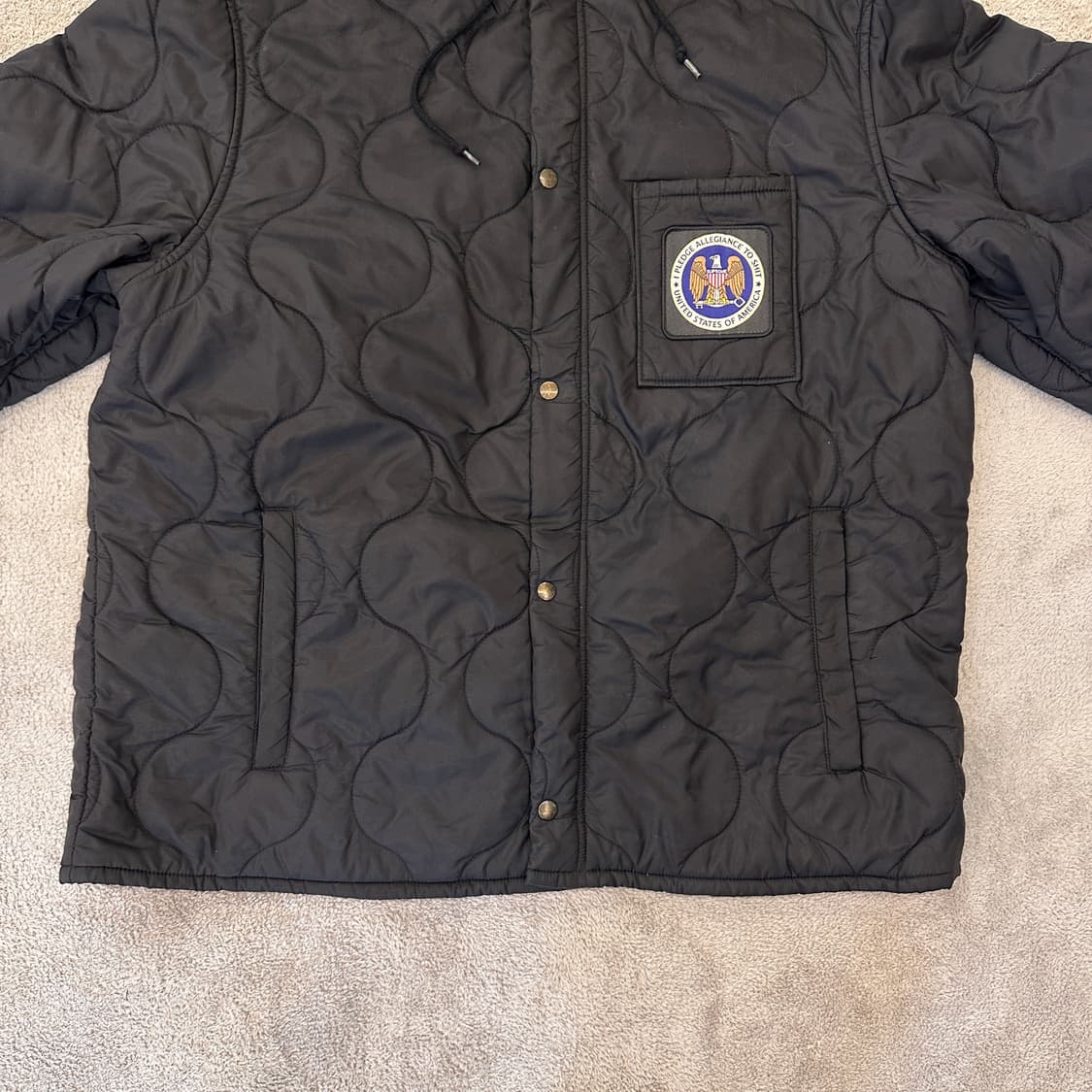 슈프림 퀄팅 후드집업 자켓 블랙 상품이미지6