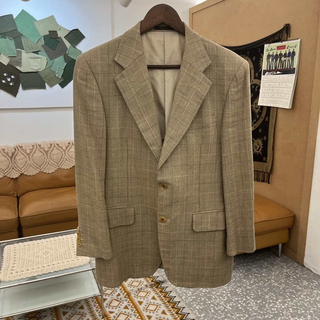 버버리 빈티지 모던캐주얼 울린넨 체크 블레이저 자켓 95 C10980 상품이미지3