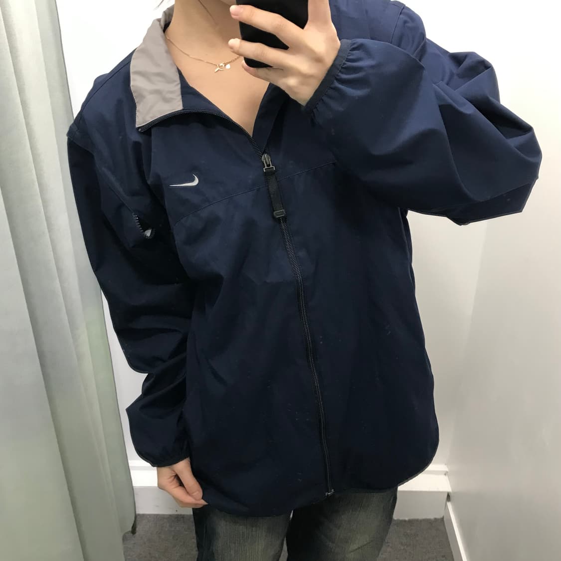 나이키 네이비 팔 탈부착 바람막이 상품이미지5