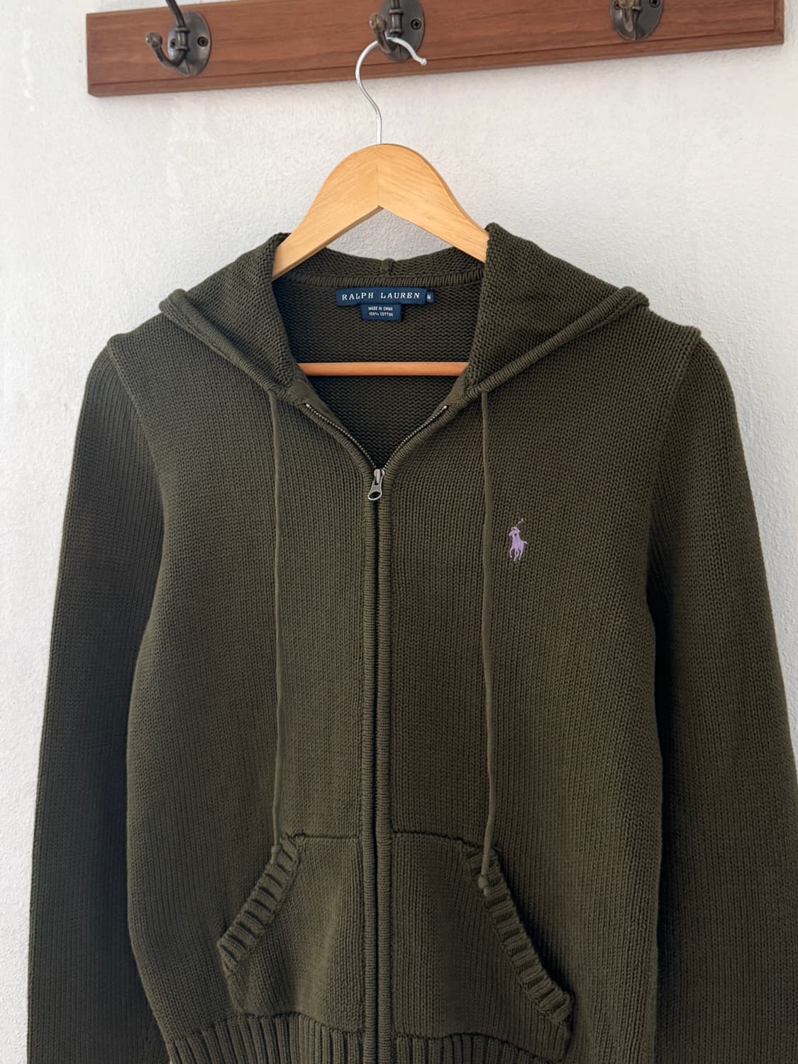 폴로 카키 후드집업 상품이미지1