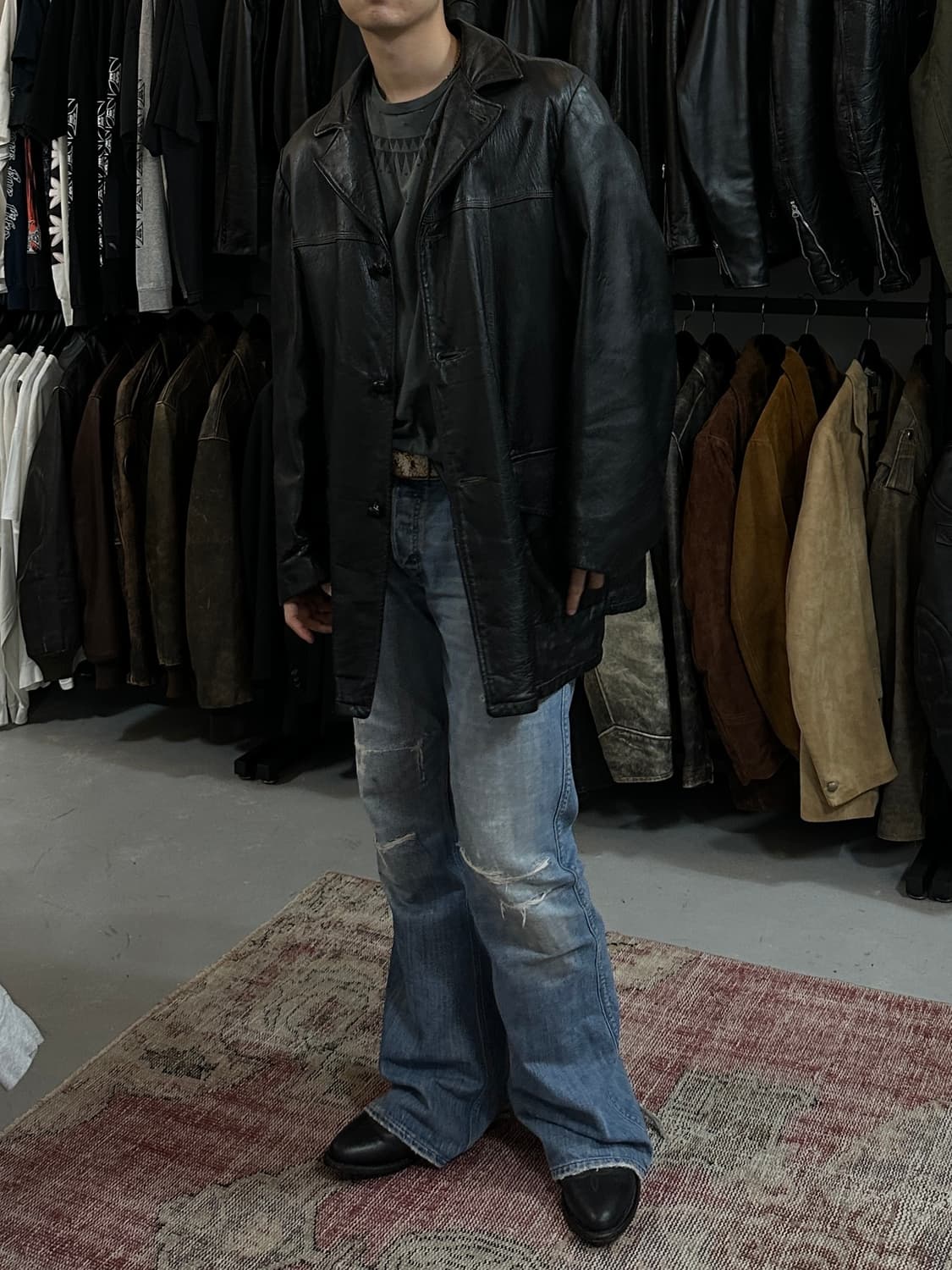 80's 빈티지 Sears 시어스 레더 코트 상품이미지2