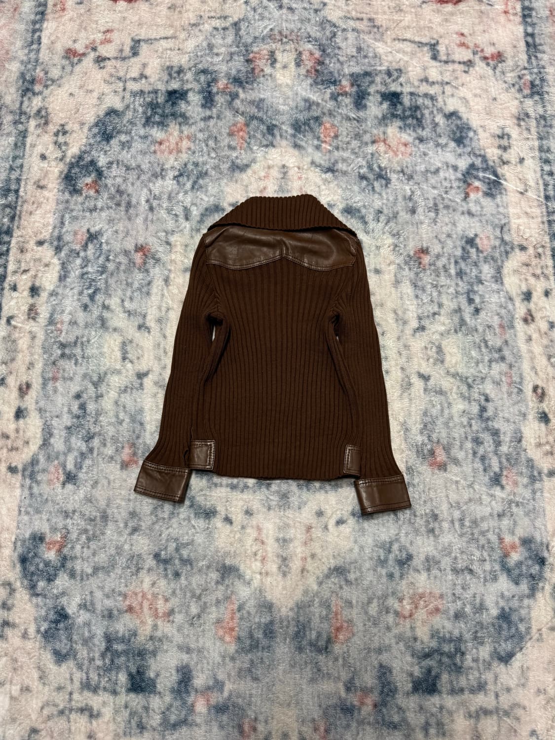 Bally brown leather trimming knit zip up 상품이미지7