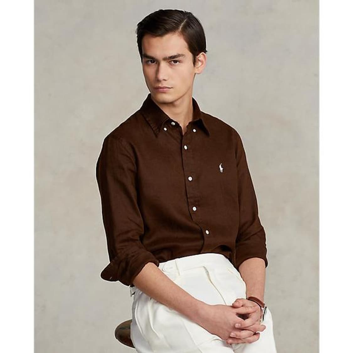 폴로 랄프로렌 린넨 셔츠 브라운 L 새상품 상품이미지7