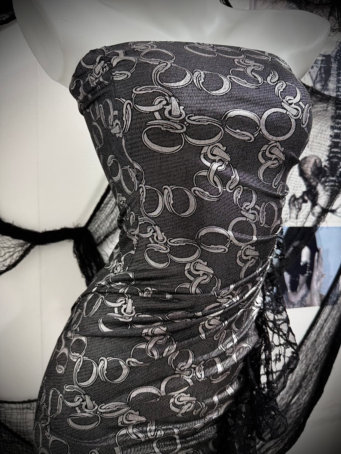 Punk lace pattern detailed long onepiece 상품이미지3