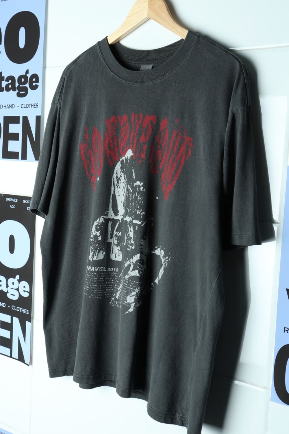 (L-2XL) 트레블 반팔 티셔츠 락티 피그먼트 Y2K 유행-7AFA 상품이미지1