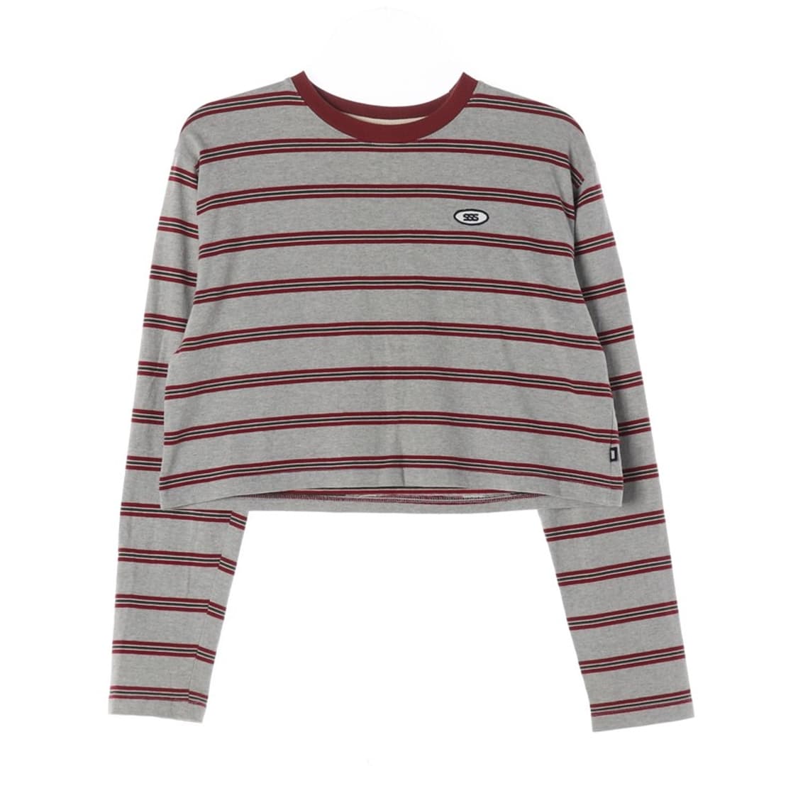 스컬프터 SSS 로고 스트라이프 크롭 긴팔 티셔츠 상품이미지1