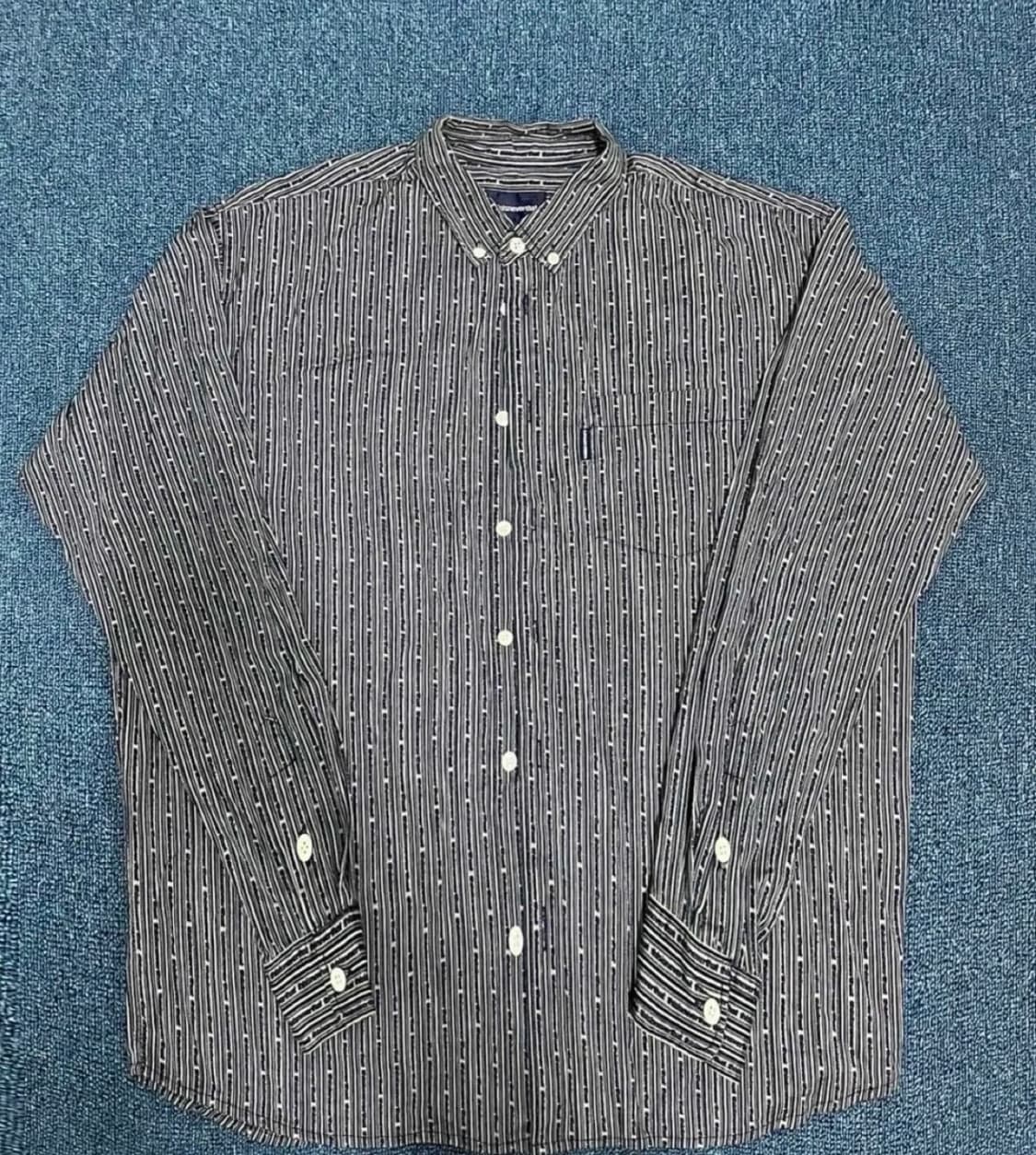 디스이즈네버댓 Logo Stripe Shirt Navy/Grey 상품이미지1
