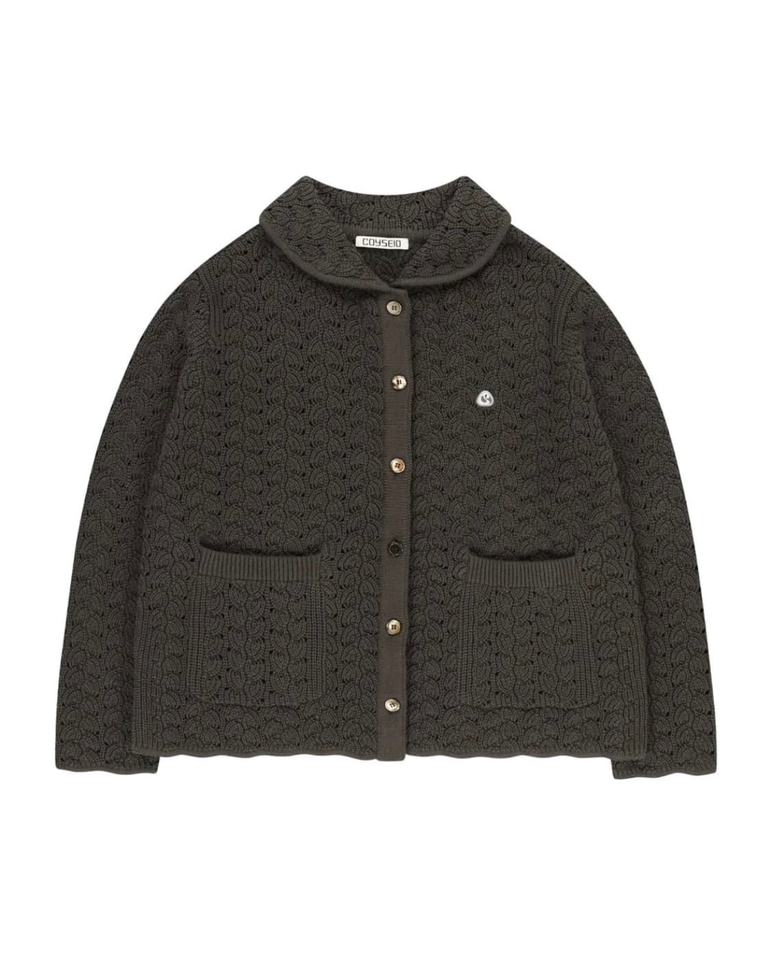 코이세이오 웨이브 니트 가디건 다크 브라운 상품이미지1