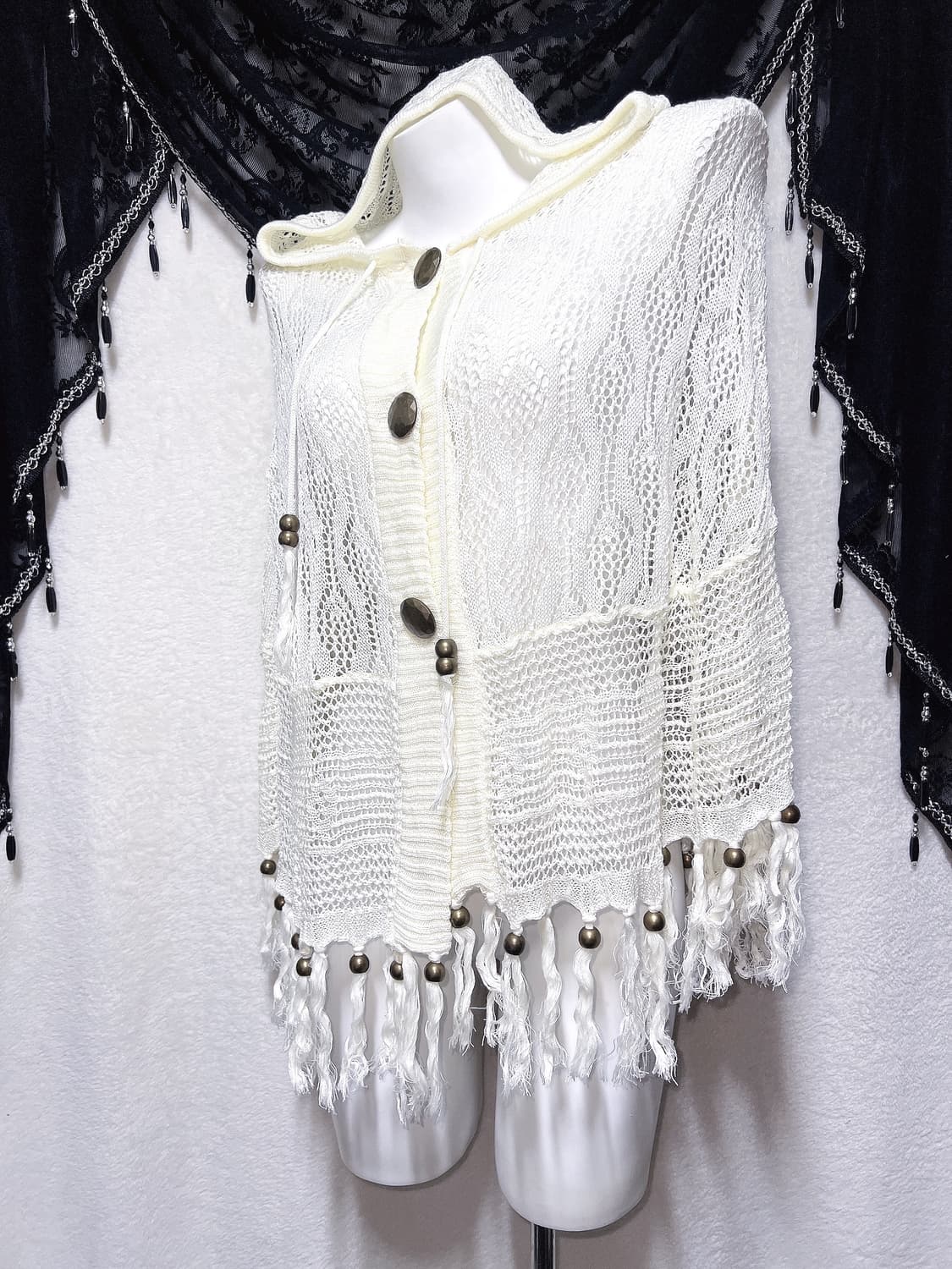 디그딥 digdeep 페어리 그런지 태슬 니트 후드 케이프 판초 모리 상품이미지1