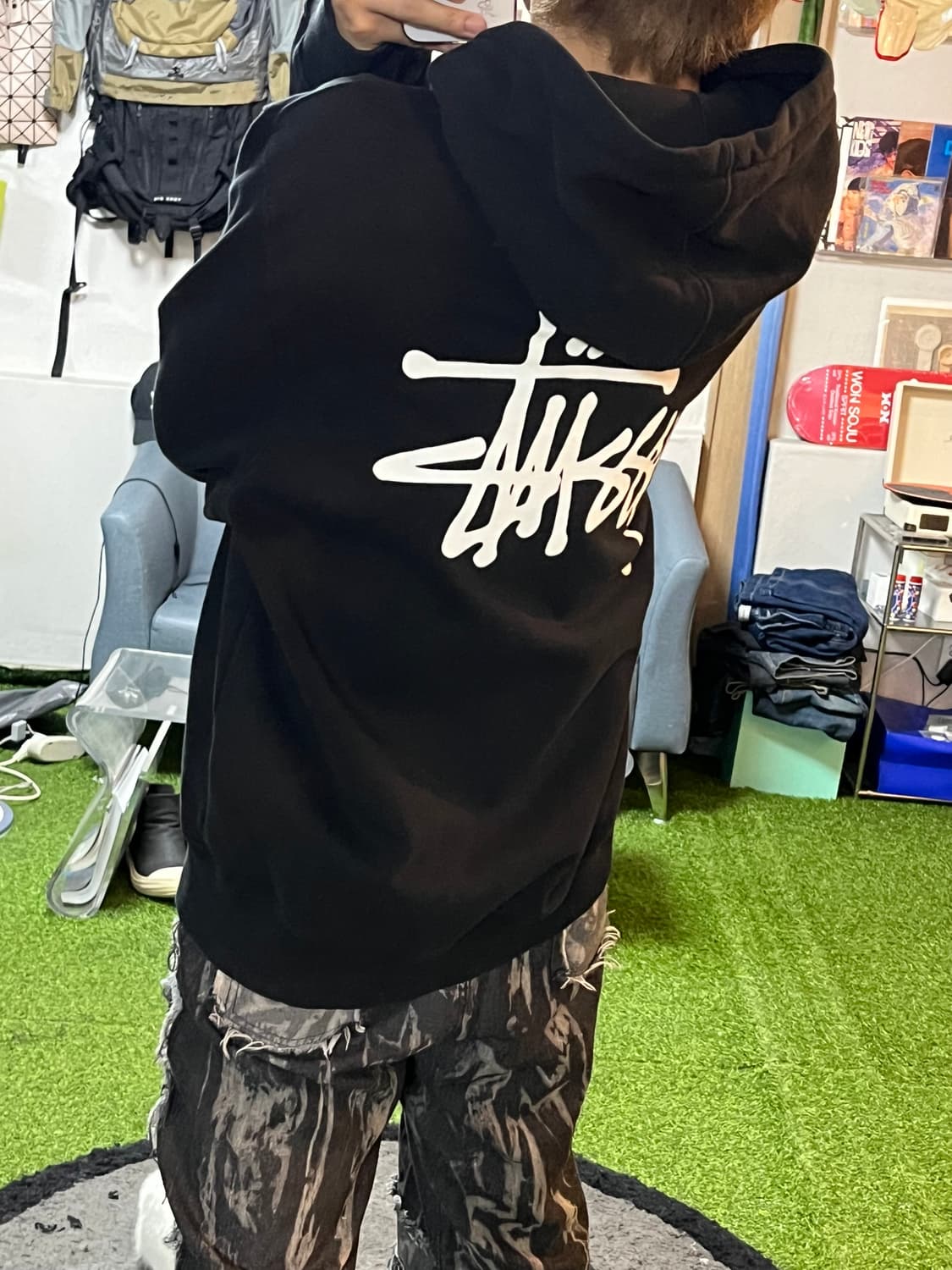 [L]스투시 빅로고 베이직 후드집업 블랙 상품이미지7