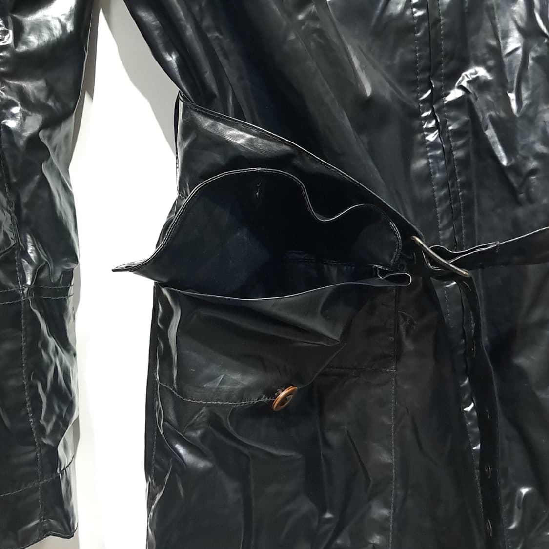 CN499W M 폴로 랄프로렌 일본판 벨티드 블랙 레인자켓 코트 상품이미지6