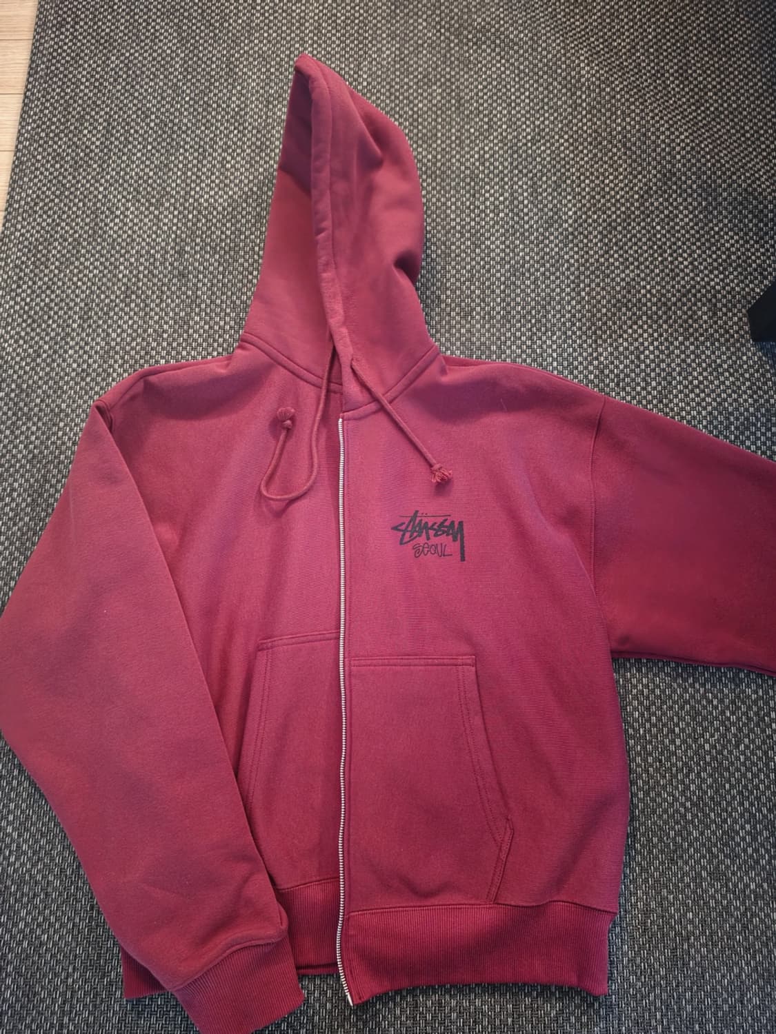 스투시 서울 후드집업 XL 와인 / 레드 후드집업 상품이미지1